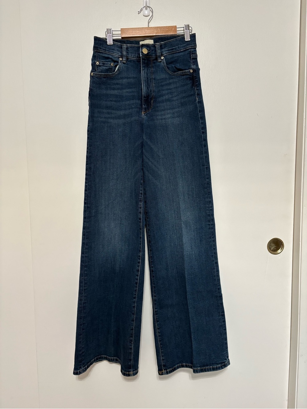 DL1961 Wide Leg High-Rise Jeans in Dark Blue